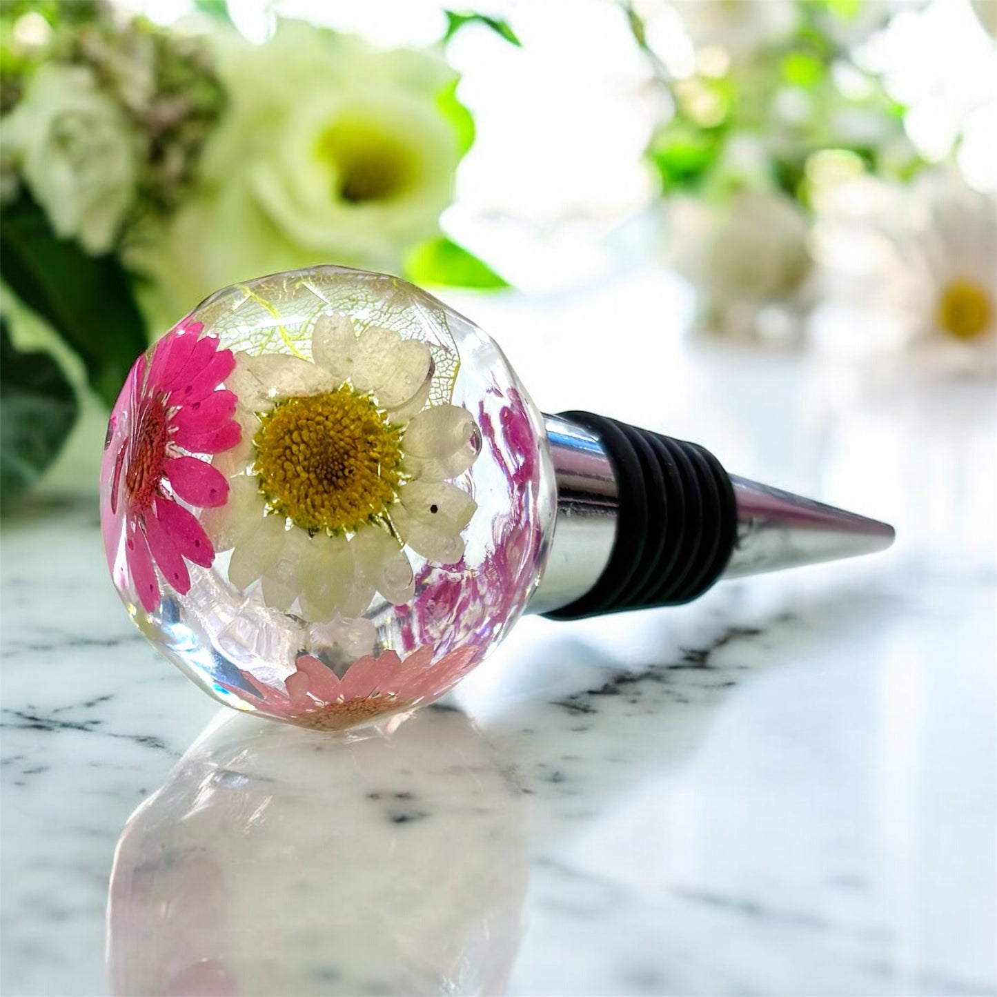 Bright Floral Resin Bottle Stopper
