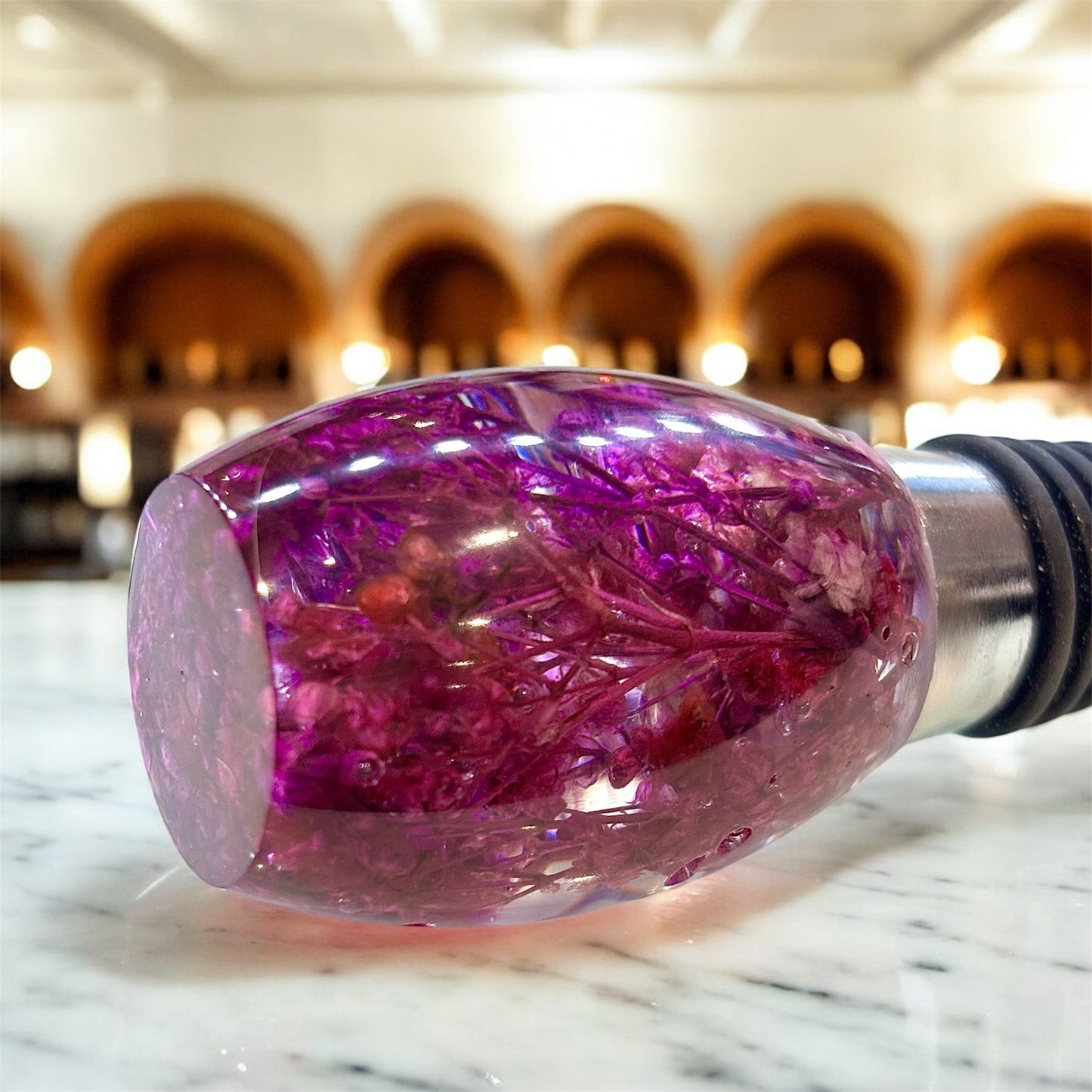 Purple Flower Resin Bottle Stopper